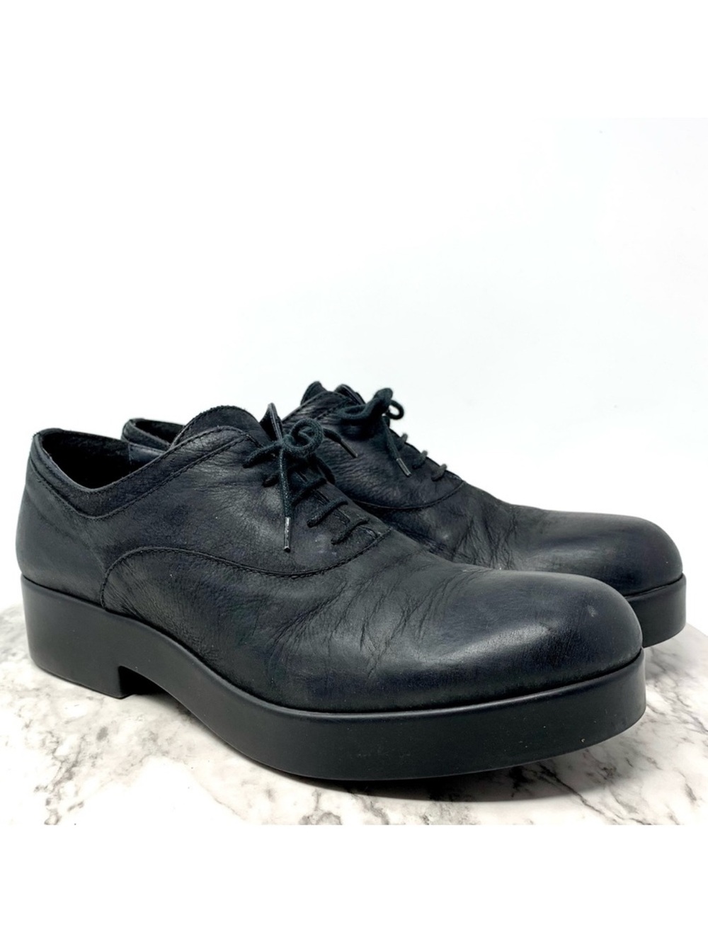 Fred Segal Black Leather Platform Oxfords 41 Avant Garde Blokecore Alternative